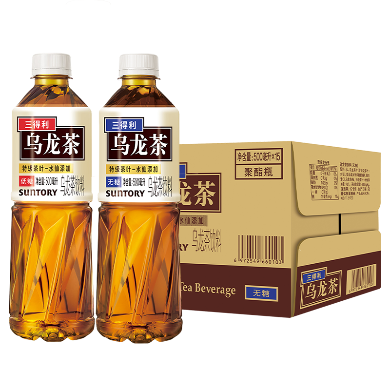 SUNTORY三得利无糖乌龙茶500ml*15瓶0脂低糖茉莉橘皮乌龙茶饮料 - 图3