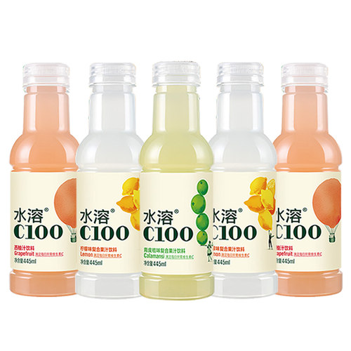 农夫山泉水溶C100复合果汁果味饮料445ml*5瓶装柠檬青皮味维C饮料-图0