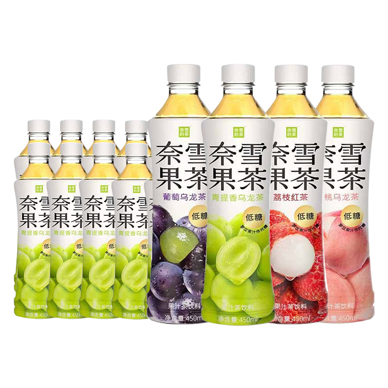 奈雪的茶果汁茶蜜桃乌龙茶450ml*5瓶装饮料果汁饮品低糖 - 图0