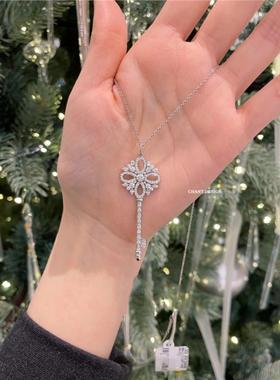 超闪满钻雪花钥匙项链轻奢高级感