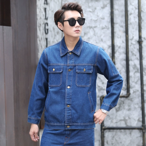 Джинсовый хлопковый износостойкий зимний комбинезон, увеличенная толщина, защита от ожогов