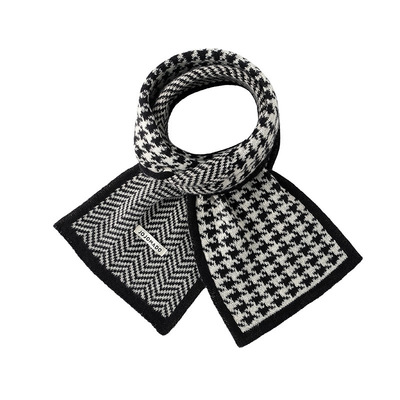 千鸟格围巾女冬保暖格子围巾