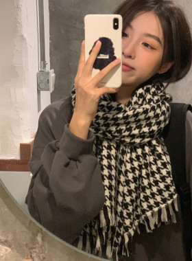 诗孚时尚百搭男女千鸟格秋冬