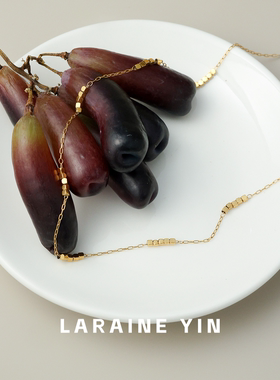 LARAINE YIN小方糖钛钢吊坠项链女 法式冷淡风简约百搭叠带颈链