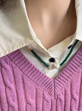 原创手工串珠项链女时尚拼接巴洛克珍珠吊坠颈链锁骨链