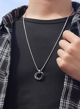嘻哈三环钛钢不掉色项链