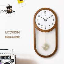 Multi-imperialist Day-style retro timepiece log hanging bell sitting room Chinese clock hanging wall Atmospheric creativity Decorative Rocking clock