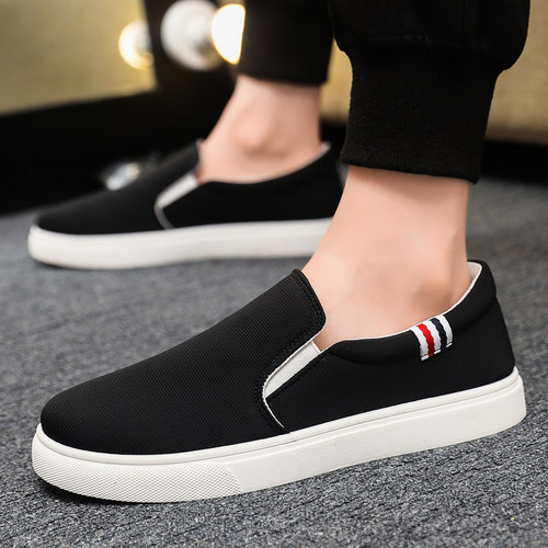 2025春季老北京布鞋男透气帆布鞋懒人一脚蹬低帮休闲运动软底男鞋 - 图0