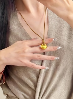 黄金包银项链小胖福吊坠女