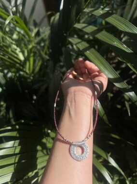 吾肆原创红色石榴石图腾新中式串珠项链锁骨链925纯银