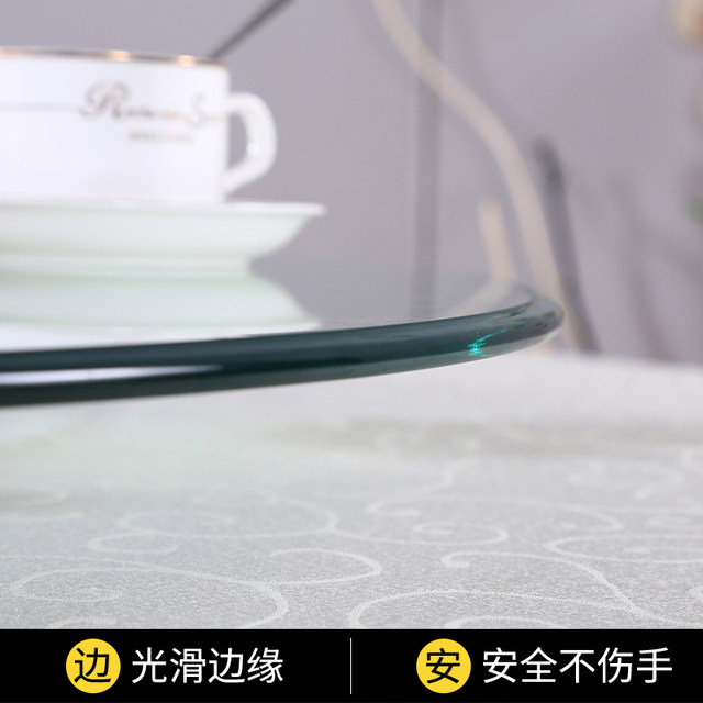 Tempered glass top swivel base round table