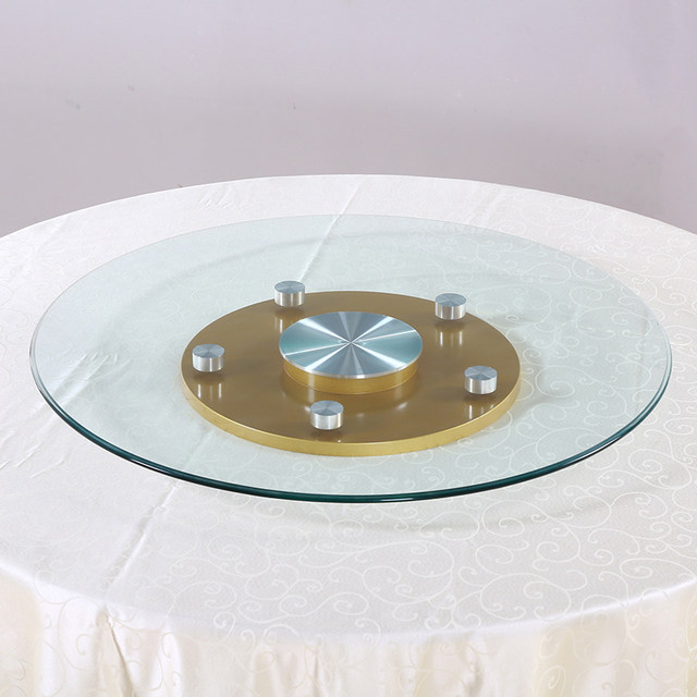 Tempered glass top swivel base round table