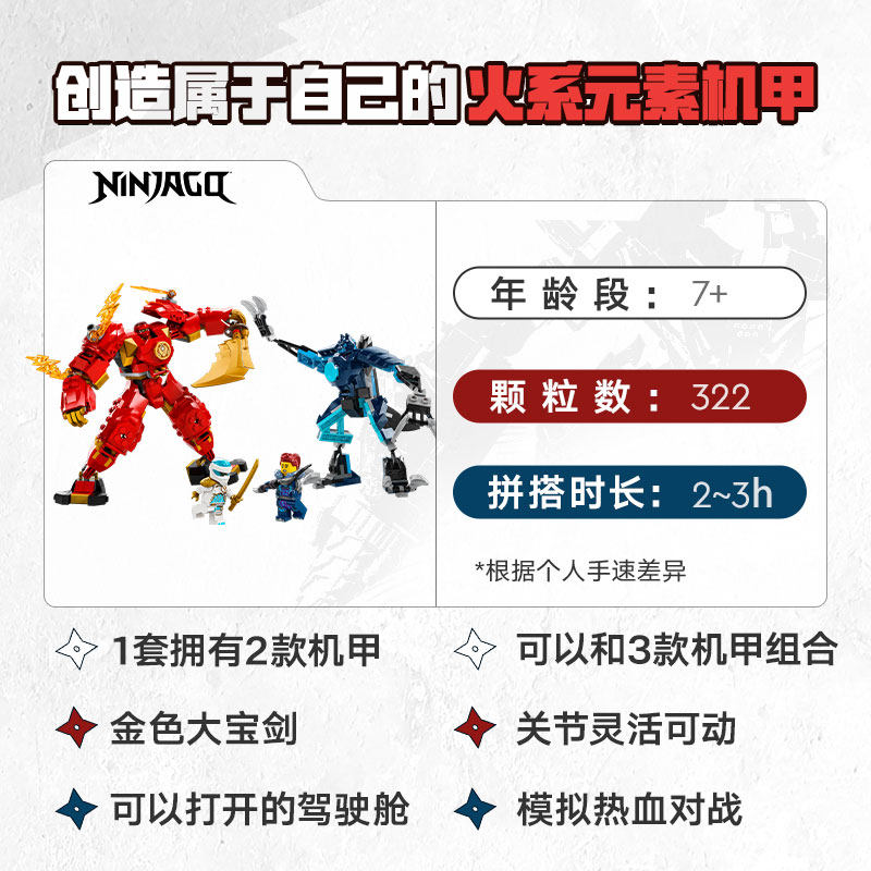 乐高凯的火系元素机甲71808儿童拼插积木玩具7+,淘宝优惠券,粉丝福利购,淘宝优惠卷