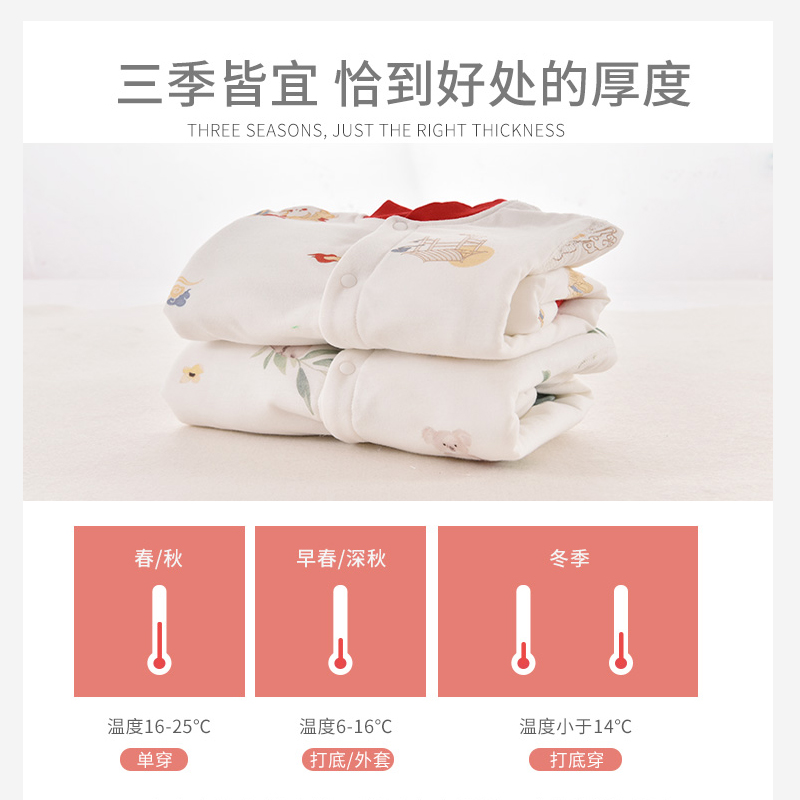 国风婴儿夹薄棉连体衣春秋外套宝宝秋冬保暖衣新生新中式衣服哈衣 - 图0