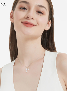 原创设计纯银双十字架项链女甜酷爱心锆石简约百搭锁骨链2025