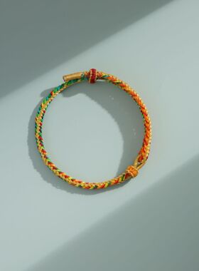 新款端午节五彩绳男女情侣本命年可串珠红绳龙年diy编织手绳批发