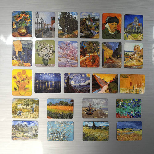 世界名家油画梵高作品繁星满天的隆河夜景冰箱贴个性订制装饰磁贴 - 图2