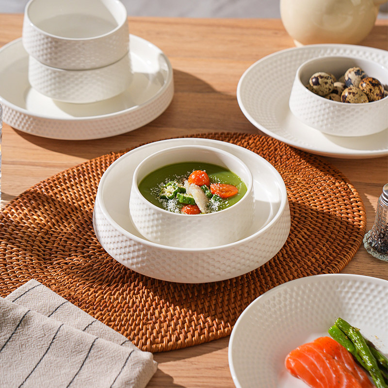 舍里白色碗碟套装家用餐具陶瓷