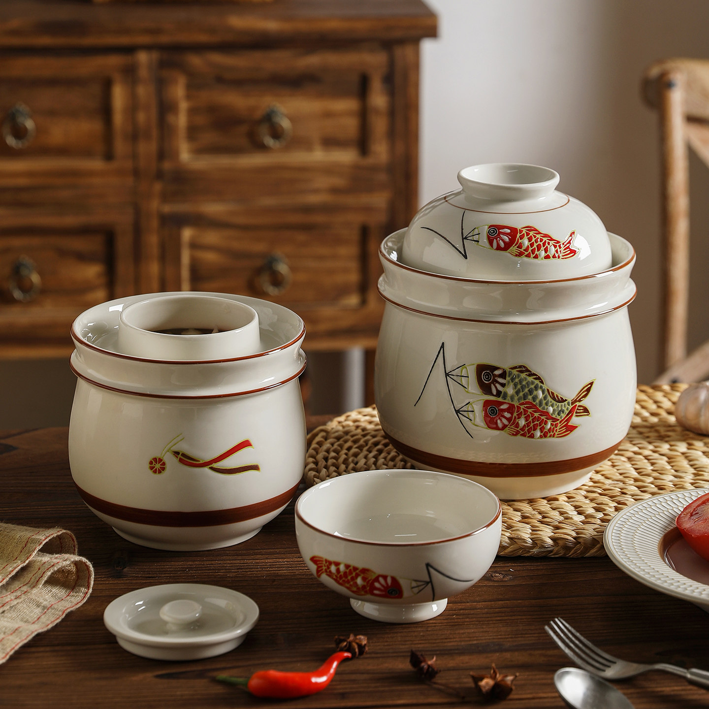 舍里复古泡菜坛子家用泡菜罐密封带盖老式酸菜咸菜加厚陶瓷腌菜罐,淘宝优惠券,粉丝福利购,淘宝优惠卷