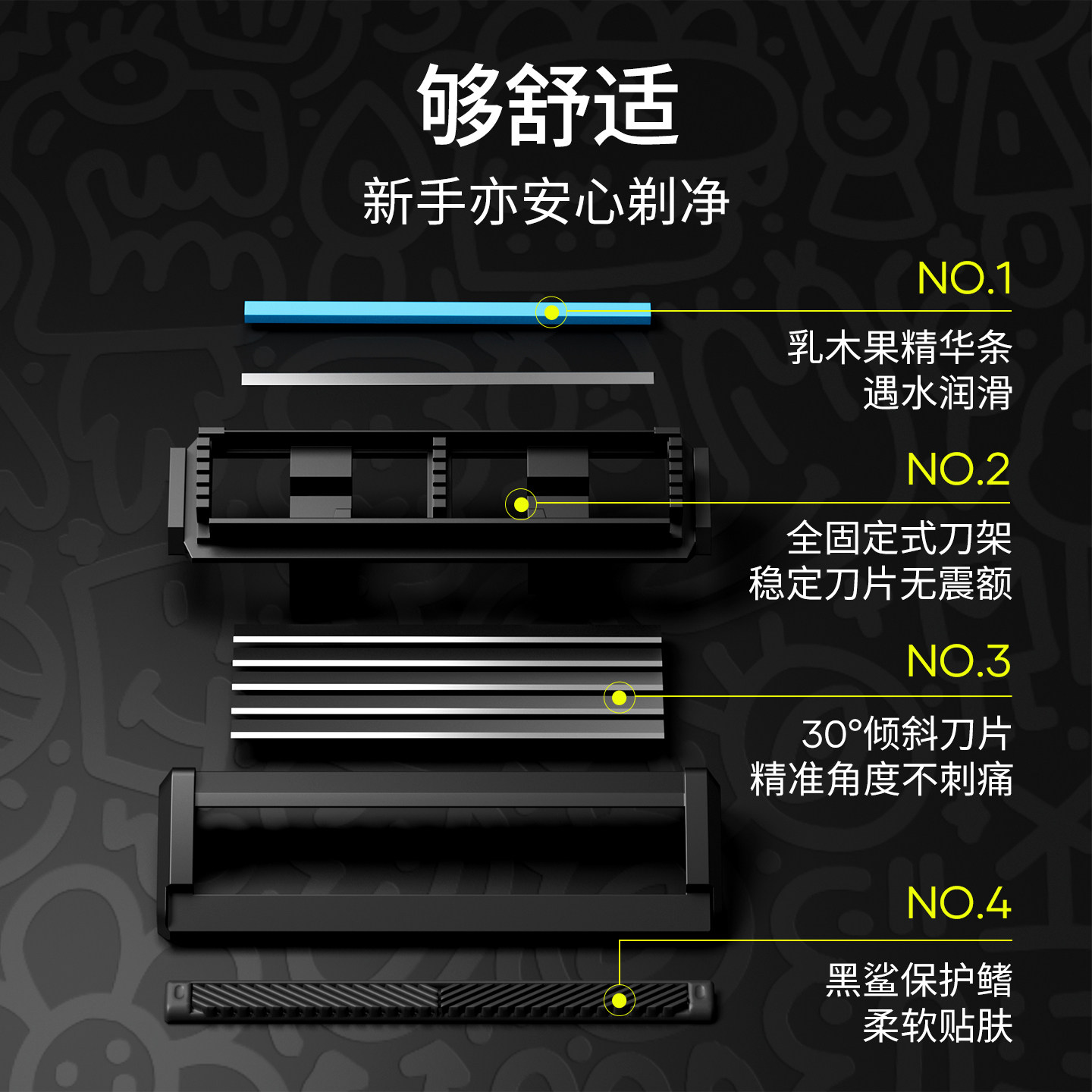 焕醒潮流涂鸦手动剃须刀小米有品磁吸刀头男士唤醒老式刮胡刀礼盒