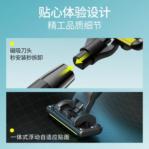 焕醒剃须刀手动替换刀片3+3减压云梳刀头唤醒老式刮胡刀头4只装 - 图3