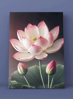 diy数字油画 解压花卉卡通动漫手工填色油彩涂鸦卧室装饰画荷花