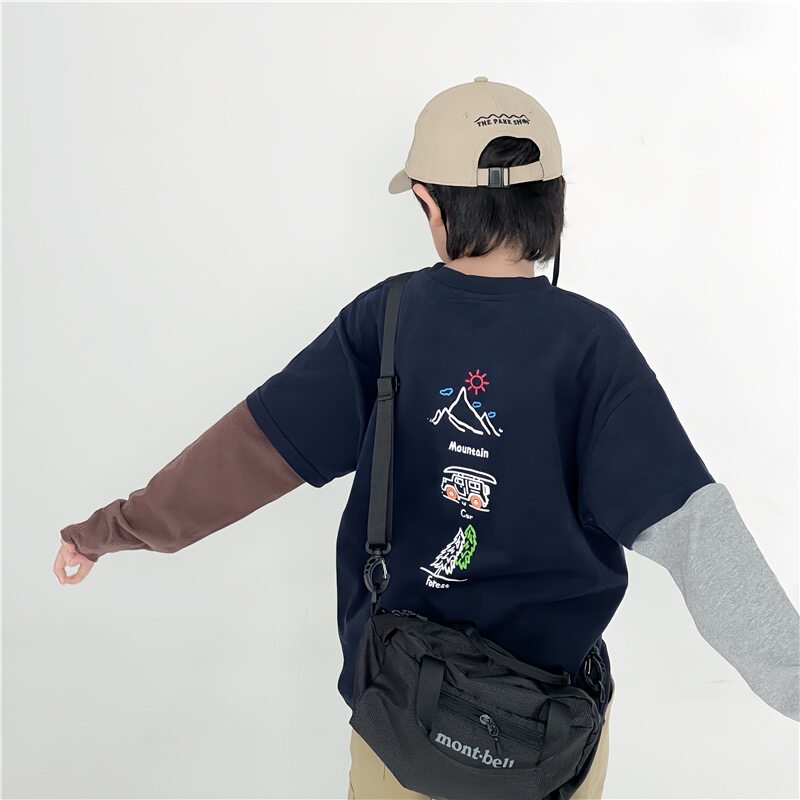 童装卫衣2025秋季新款男童中大通印花卫衣长袖撞色袖宽松套头卫衣