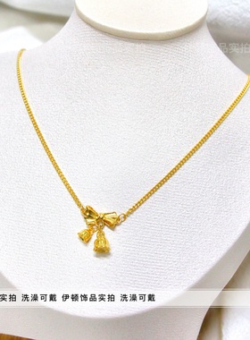 钛钢锁骨链女金店同款铃兰花项链