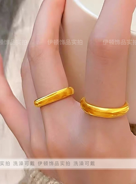 猫眼纹流光圆形钛钢戒指