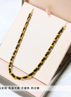 洗澡不用新款小香风皮绳锁骨链