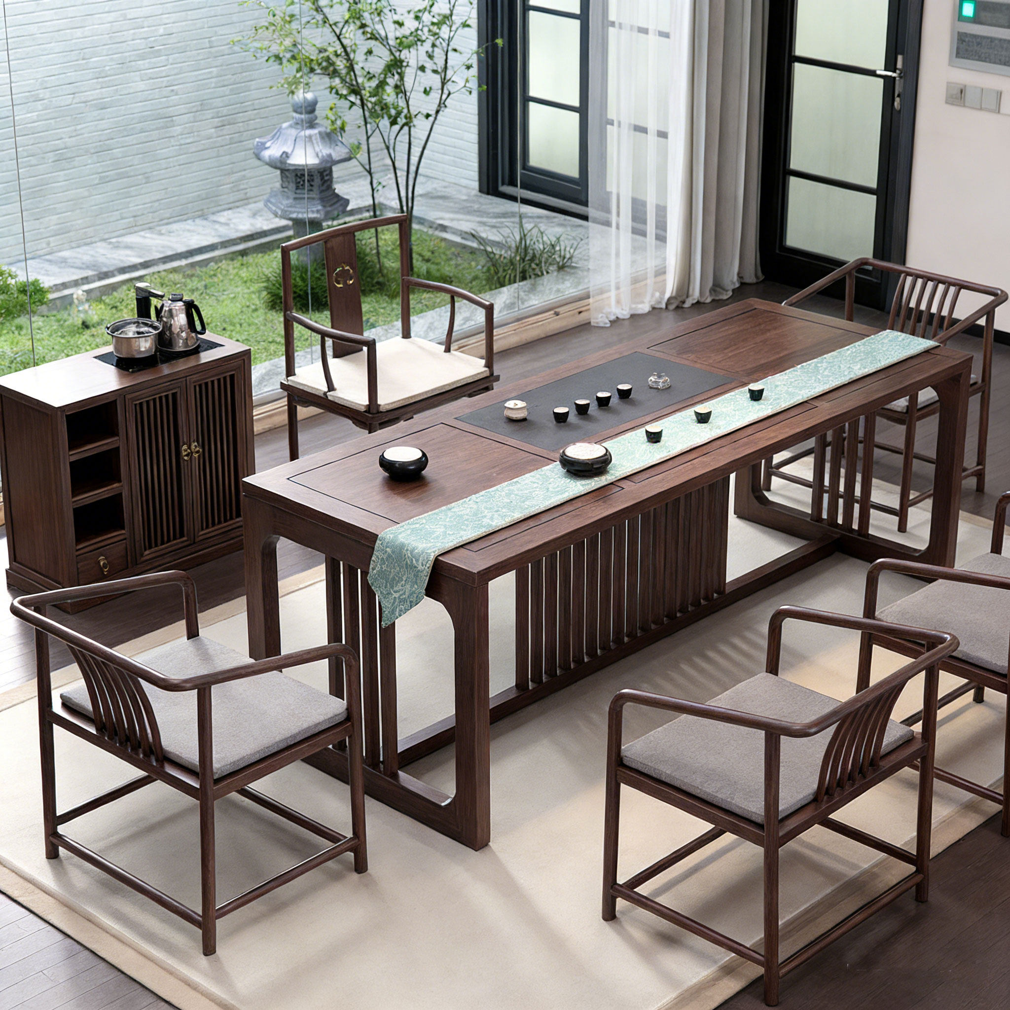 宋式美学2026黑胡桃木茶桌椅家用别墅高端定制设计师同款家具茶台,淘宝优惠券,粉丝福利购,淘宝优惠卷