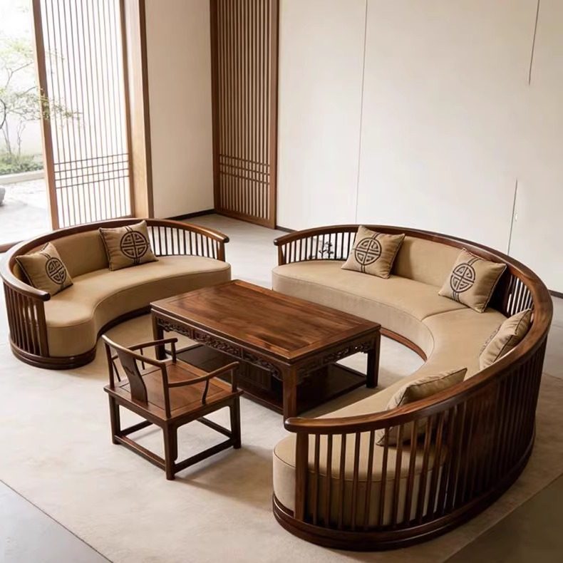 宋式美学高端定制黑胡桃木设计师同款沙发办公室禅意多人位家具,淘宝优惠券,粉丝福利购,淘宝优惠卷