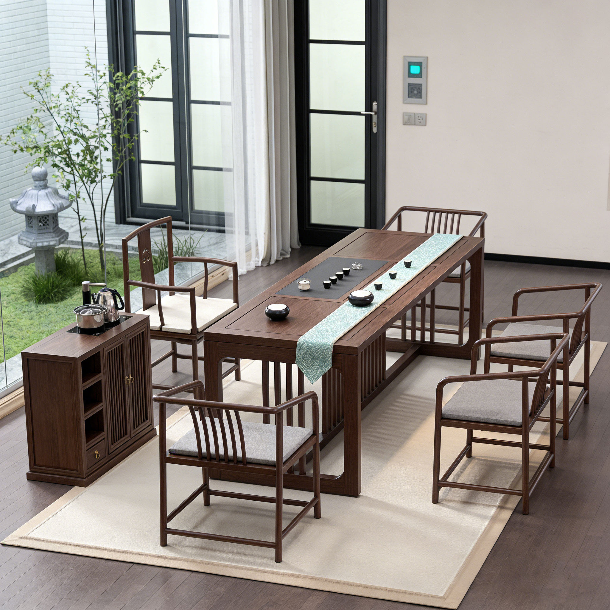 宋式美学2026黑胡桃木茶桌椅家用别墅高端定制设计师同款家具茶台,淘宝优惠券,粉丝福利购,淘宝优惠卷