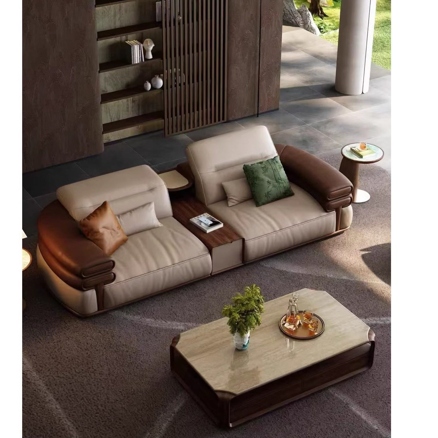 高端定制宋式美学黑胡桃木真皮沙发设计师同款家具办公室酒店民宿,淘宝优惠券,粉丝福利购,淘宝优惠卷