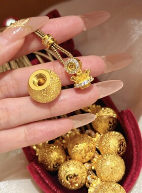 金店同款沙金古法开合铜钱点钻拉丝福袋吊坠项链小众设计感毛衣链