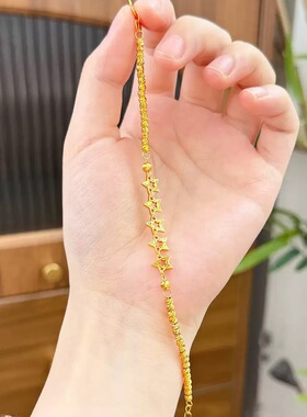 香港纪梵哲金店同款沙金蹦迪珠五花五角星斜纹珠手链女时尚设计高