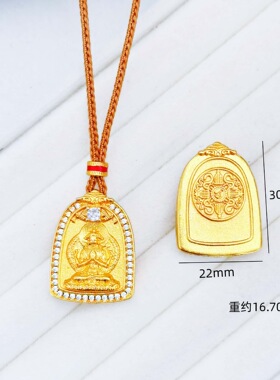 铜合金古法镶钻观音项链仿真金首饰观音挂坠女款小众高级感锁骨链