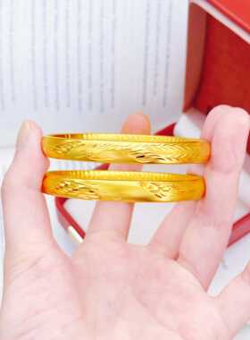 铜合金仿真金古法珍珠镍龙凤心经手镯女轻奢高级感精致手环送妈妈