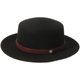 Retro women's black woolen flat brim British wide brim hat