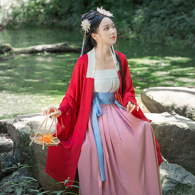 泽望夏季仙气中国风齐腰长褙子汉服 泽望汉服