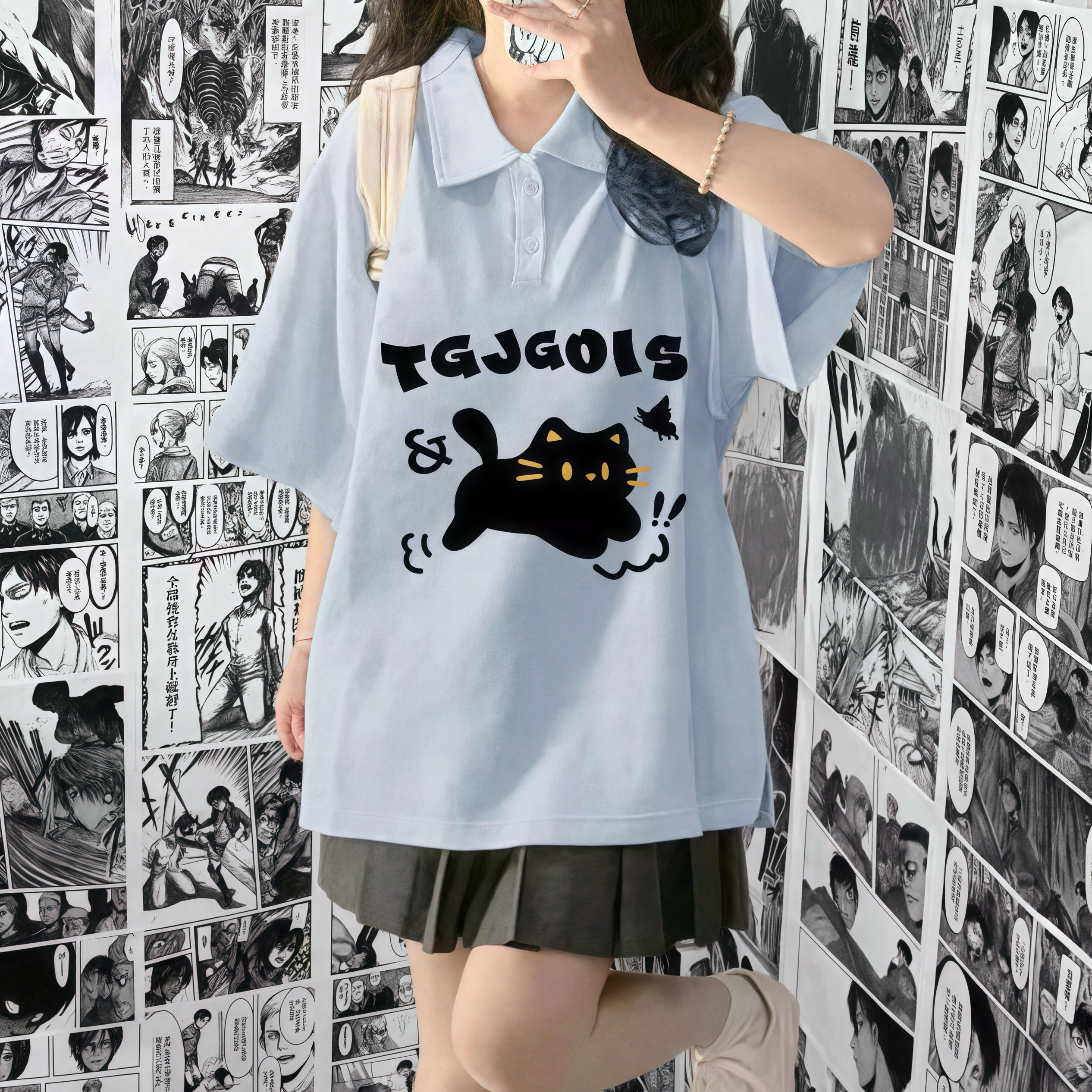 Tide短袖t恤女2025新款小个子美式正肩宽松翻领polo衫半袖上衣,淘宝优惠券,粉丝福利购,淘宝优惠卷