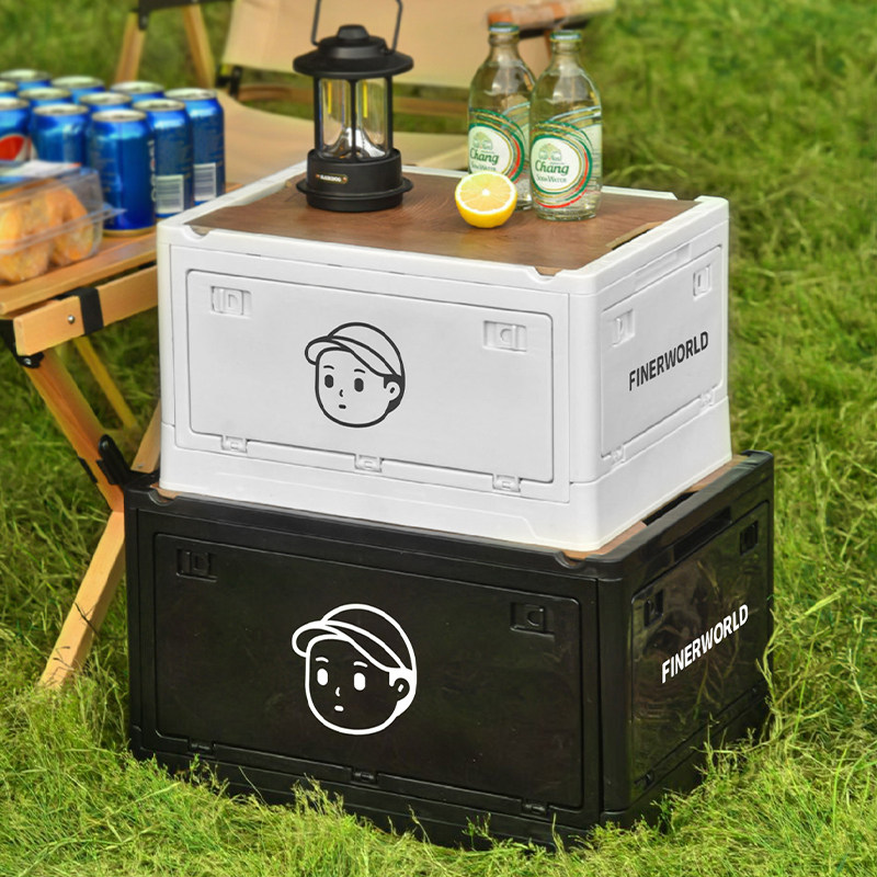 FINERWORLD露营户外家居容量折叠收纳箱木质盖桌板储物箱车载后备,淘宝优惠券,粉丝福利购,淘宝优惠卷