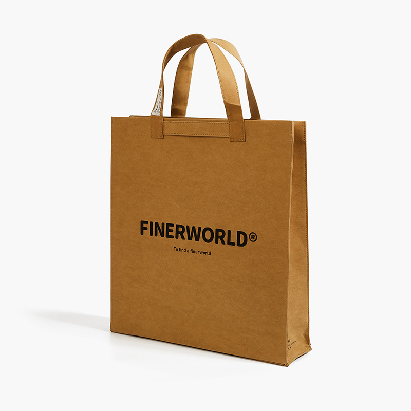 FINERWORLD 原创可水洗牛皮纸托特包单肩包情侣手提包复古搬家包 - 图2