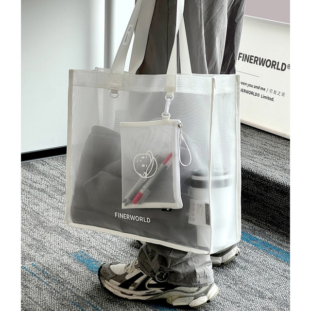 ຕາຫນ່າງ translucent breathable ຖົງກິລາ tote bag shoulder