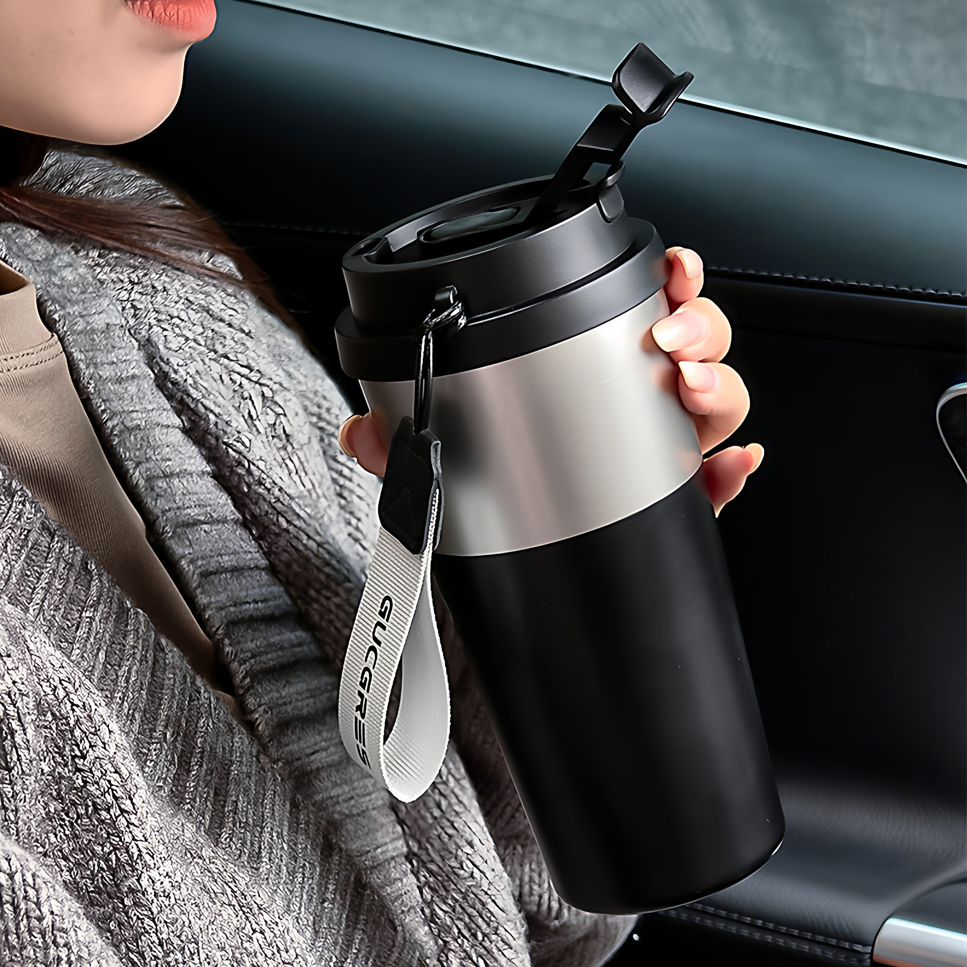 高级感保温杯男士2025新款车载水杯316不锈钢吸管杯子外带随手杯,淘宝优惠券,粉丝福利购,淘宝优惠卷