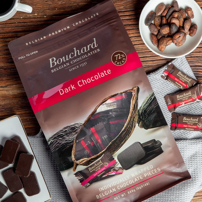 Bouchard比利时进口黑巧克力 888g 72%黑巧情人节独立小包装 - 图0