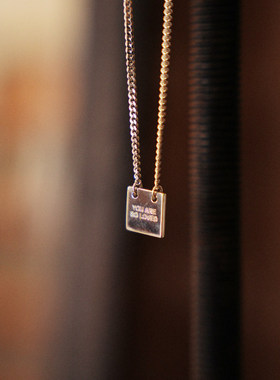 黑门小方牌925银项链男女