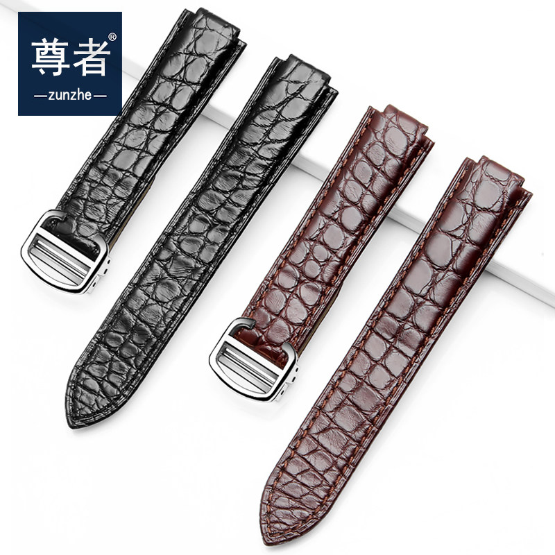 适配42mm鳄鱼皮cartier蓝气球表带 尊者手表配件