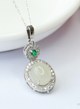 天然和田玉吊坠白玉项链玉石挂件女款新中式高级感新中式国风