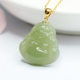 18K gold inlaid natural Hetian jade pendant Qingshui Buddha Jewelry for men and women Hetian jade pendant necklace light luxury